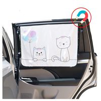 ggomaART Car Side Window Sun Shade - Universal Reversible Magnetic Curtain for Baby and Kids with Sun Protection Block Damage from Direct Bright Sunlight, Heat, and UV Rays - 1 Piece of Cat