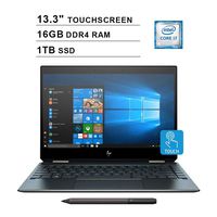2019 HP Newest Spectre x360 13.3 Inch 4K Touchscreen 2-in-1 Laptop (Intel Quad Core i7-8565U 4.60 GHz, 16GB DDR4 RAM, 1TB PCIe SSD, Bluetooth,Bang & Olufsen, Windows 10) (Blue)