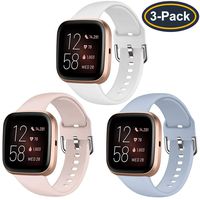 QIBOX Bands Compatible with Fitbit Versa/Versa Lite/SE, Soft Silicone Breathable Replacement Sport Wristband Women Men Accessories for Versa Smartwatch Large Small 3-Pack