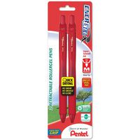 Pentel EnerGel-X Retractable Liquid Gel Pen 0.7mm, Metal Tip, Medium, Red Ink, (2 Pack) (BL107BP2B)
