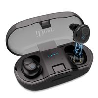 Wireless Earbuds, True Bluetooth Earbuds Wireless Headset Bluetooth 5.0 TWS Headphones HD Stereo Sound IPX5 Waterproof 24H Playtime with 480mAH Wireless Charging Case, IDEER LIFE-Black