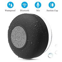 BONBON Bluetooth Shower Speaker Waterproof - Handsfree Portable Speakerphone with Built-in Mic,4hrs of Playtime, Wireless Bluetooth Devices,Dedicated Suction Cup for Showers,Bathroom,Pool(Black)