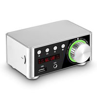 Nobsound 100W Mini Bluetooth 5.0 Power Amplifier Hi-Fi Stereo Class D Audio Amp 2.0 Channel Wireless Receiver Lossless Music Player TF USB Home Speaker (Silver)