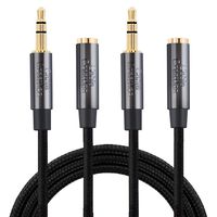 3.5mm Headphone Extension Cable, CableCreation 3.5mm Male to Female Audio Extension Cable, 3.5mm Extension Cable 1.5FT 2Pack with Silver-Plating Copper, 0.45M