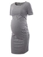 Liu & Qu Women's Maternity Bodycon Ruched Side Dress Casual Short & 3/4 Sleeve Dress for Daily Wearing Or Baby Shower