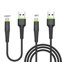 Micro USB Cable Reversible, Quick Charger Cable USB 2.0 Android Charging Cord Sync & Charging TPE Cable for Android, Samsung, Kindle, HTC, Xbox, PS4, Smart Phones and More 2-Pack(4ft & 0.65ft, Black)