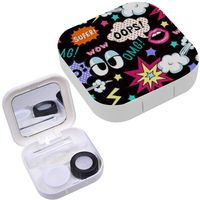 Portable Contact Lens Case Box Travel Kit Mirror + Bottle + Tweezers Container Holder [ Pop Art Style ]