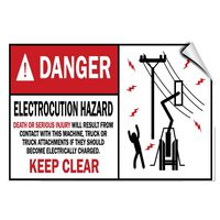 Danger Electrocution Hazard Cause Serious Injury Hazard Vinyl Label Decal Sticker 10 inches x 14 inches
