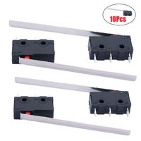 Twidec /10Pcs 5A 125 250V AC SPDT 1NO 1NC Very Long Straight Hinge Lever Arm Switch Snap Action Button Type 3 Pins Mini Micro Limit Switch KW11-3Z04