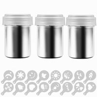 3 Pcs Coffee Cocoa Dredges with Fine-Mesh Lid, Stainless Steel Mesh Shaker Powder Cans For Baking Cooking Home
