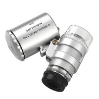 Potato001 60X Mini Pocket Microscope Loupe with UV Currency Detector 2-LED White Lights (Silver)