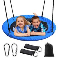 Saucer Tree Swing, Outdoor Nest Swing for Kids, 40" Large Round Saucer Swing 900D Oxford 700 lbs Weight Capacity 2 Height Adjustable Straps & 2 Carabiners, Accessories Set Included Easy Installation