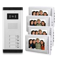AMOCAM Apartment Video Intercom System, Wired 7 Inches Monitor Video Door Phone Kit, 4 Household Apartment Video Doorbell, Support Monitoring, Unlock, Dual Way Door Intercom, 1 PCS Camera 4 PCS Screen