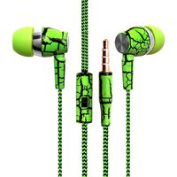 New Fashion Design Nylon Braided Crack Earphone Cloth Rope Earpieces Stereo Bass MP3 Music Headset with Microphone for Cellphone MP3 MP4 (Green)