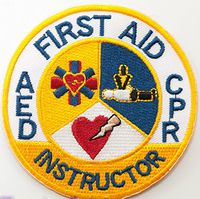 First Aid CPR Instructor Embroidered Iron on Patch / 3" AED Medic Red Cross Badge Certified DIY Applique