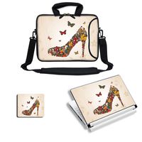 Meffort Inc Laptop Bundle Deal - Includes Neoprene Laptop Bag with Side Pocket Adjust Shoulder Strap with Matching Skin Sticker Decal & Mouse Pad (11.6 Inch, Butterfly High Heel)