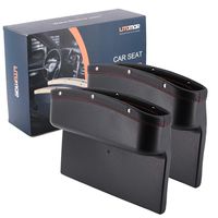 Litomor Car Seat Pockets PU Leather Car Console Side Organizer Seat Gap Filler Catch Caddy with Non -Slip Mat 9.2x6.5x2.1 inch Black（2 Pack）