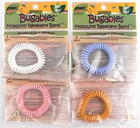 4 Pk. Colorful BUGABLES Bug Insect Mosquito Repellent Repelling Spiral Bracelet Wristband Ankle Band. DEET FREE Non-Toxic. Citronella + Reusable For Up to 200 Hours.