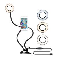 Selfie Ring Light with Cell Phone Holder, ZIKO 3 Light Mode Ring Light with Stand for Live Stream Cellphone Clip Holder Lazy Bracket with Desk Lamp LED Light for Youtube Facebook Fit Smartphone