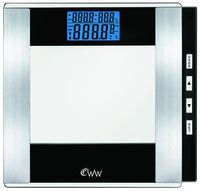 WW Scales by Conair Body Analysis Glass Bathroom Scale - Measures Body Fat in Weight and Percentage, Body Water, Bone Mass, BMI, 4 User Memory, 400 lb. capacity, Black / Chrome