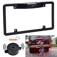 License Plate Frame Camera NoDrill - with 2 Radar Sensors BiBi Alarm, 170 Viewing Angle Reverse Camera for Parking by Makerfire
