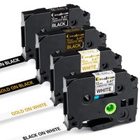 TZe Tape 12mm 0.47inch Compatible with Brother P-Touch TZe-335 TZe-231 TZe-334 TZe-234 Gold on Black, Gold on White Label Tape use for Brother P-Touch Label Maker PT-D210 PT-P700 PT-H100