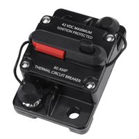 Circuit Breaker, DC12V-42V 50A-250A Car Stereo Audio Inline Circuit Breaker Manual Reset with Waterproof Protective Cover, Support Overcurrent Protection and Overvoltage Protection(80A)