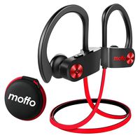 Moffo Wireless Headphones Sport HD Stereo in Ear Earbuds IPX7 Sweatproof Waterproof Headset with Built-in Mic for Gym Running Workout 8 Hours Battery (Red&Black)