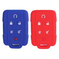 2Pcs WERFDSR Sillicone key fob Skin key Cover Remote Case Protector Shell for 2015 2016 Chevrolet Suburban Tahoe GMC Yukon Smart Remote red blue
