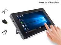 Waveshare 7inch HDMI LCD (H) (with case) 1024x600 Resolution Monitor IPS Capacitive Touch Screen with Toughened Glass Cover Supports Pi 4 B / Jetson Nano