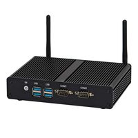 Fanless Industrial Mini PC,Desktop Computer,with Windows 10 Pro/Linux Ubuntu Support,Intel Celeron 2955U,(Black),[HUNSN BM15],[VGA/HDMI/2LAN/2COM/4USB3.0/WiFi],(4G RAM/64G SSD)