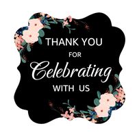 OPG Floral Garden Party Wedding Collection Adhesive Stickers,Decorative Stickers for Party Supplies,100-Pack 2"(Black Fancy Frame)