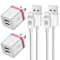 FIMARR (Pack-4) Phone Charger, 6ft Charging/Data Cable with 2.4A/5V Dual Port USB Wall Plug Compatible with Phone XS XR X, 8/7/6 Plus, SE/5S/5C, Pad Air Pro Mini (UL Certified) Red