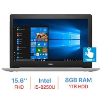 Dell Inspiron 15.6" FHD IPS Touch Laptop PC, Quad-Core 8th Gen Intel i5-8250U, 8GB DDR4 Memory, 1TB Hard Drive,  Backlit Keyboard, HDMI, Bluetooth, Windows 10