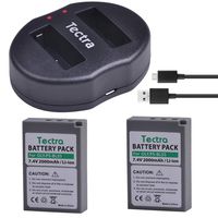 Tectra 2Pcs 2000mAh BLS-5 PS-BLS5 BLS50 Battery + Dual USB Charger for Olympus OM-D E-M10,Mark III,Mark II,PEN E- PL2,E-PL6,E-PM2, Stylus 1
