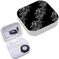Portable Contact Lens Case Box Travel Kit Mirror + Bottle + Tweezers Container Holder [ Beautiful Decorative ]
