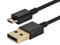 Monoprice Premium USB to Micro-B/Micro USB Charge & Sync Cable 0.5ft - Black w/Gold Plated Connectors for Android, Samsung, HTC, Nokia, Sony and More