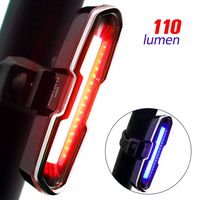 DON PEREGRINO B2-110 Lumens High Brightness Red/Blue Rear Bike Light, Powerful LED Bicycle Tail Light USB Rechargeable for Cycling Safety