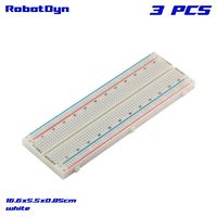 RobotDyn - Solderless Prototype Breadboard Self-Adhesive (3 PCS), Size: 16.6x5.5x0.85cm, 830 Points, White, for Arduino, Raspberry Pi, STM32