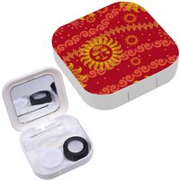Portable Contact Lens Case Box Travel Kit Mirror + Bottle + Tweezers Container Holder [ Geometric Ethnic ]