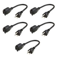 CableCreation [5-Pack] 1 Foot 3 Prong AC Power Extension Cord for NEMA 5-15R to NEMA 5-15P, Power Strip Adapter 0.3M / Black