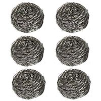 Miao Jie Metal Scourers 6 Pack Stainless Steel Sponges Stainless Steel Scrubber, Scrubbing Scouring Pad, Steel Wool Scrubber, Metal Scouring Pads, Stainless Steel Scourer Pot Brush for Kitchens