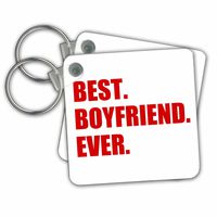 3dRose Red Best Boyfriend Ever 2.25 x 2.25 Inches Key Chains, Set of 2 (kc_179712_1)