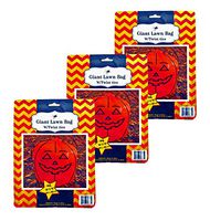 Set of 3 Giant Halloween Orange Pumpkin Lawn Bags with Twist Ties 45" x 48" (Set of 3, Pumpkins)