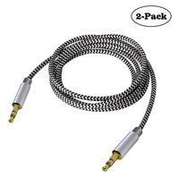 2 Pack 3.5mm Stereo Audio Cable Extension Male to Male Nylon Braided 10ft/3m Zerist Tangle-Free AUX Cable for Headphones, iPods, iPhones, iPads, Home/Car Stereos and More (Black)