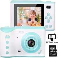 Viaste Kids Camera, 8.0MP Digital Dual Camera, Rechargeable Children Camcorder with 2.8'' Touch Screen, 4X Digital Zoom, Gift for 3-12 Years Old Girls Boys Party Outdoor (16GB TF Card Included)
