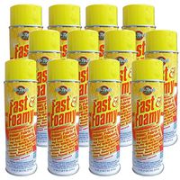 Fast & Foamy Carpet, Upholstery, Fabric, Velour Cleaner - Case of 12 (VOC Compliant 18oz Aerosol Can) by Hi-Tech