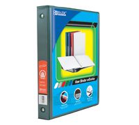 BAZIC 1" Green 3-Ring View Binder w/ 2-Pockets, Case of 12 (4122-12)