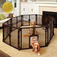 North States MyPet 34 Sq. Ft. Petyard Passage: 8-panel pet enclosure with lockable pet door. Freestanding, 7 sq. ft - 34 sq. ft. (26" tall, Brown)