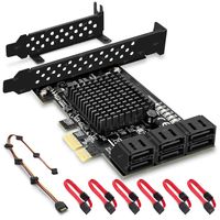 Rivo SATA III PCIe Card, 6 Sata Ports with 6 SATA Data Cables a SATA Powe Splitter Cable, 6 Gb/s SATA Controller PCIe Expression Card with Low Profile Bracket,Support 6 SATA 3.0 Hard Drives  